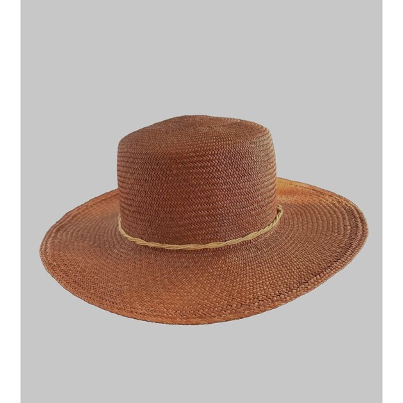 Elegancia Tropical Cordobes Spanish Style Ladies Genuine Panama Hat Caramel Sz M - Picture 3 of 8